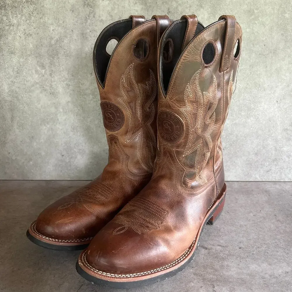 Laredo Mens Dawson Leather cowboy Boots round toe brown western extra wide width